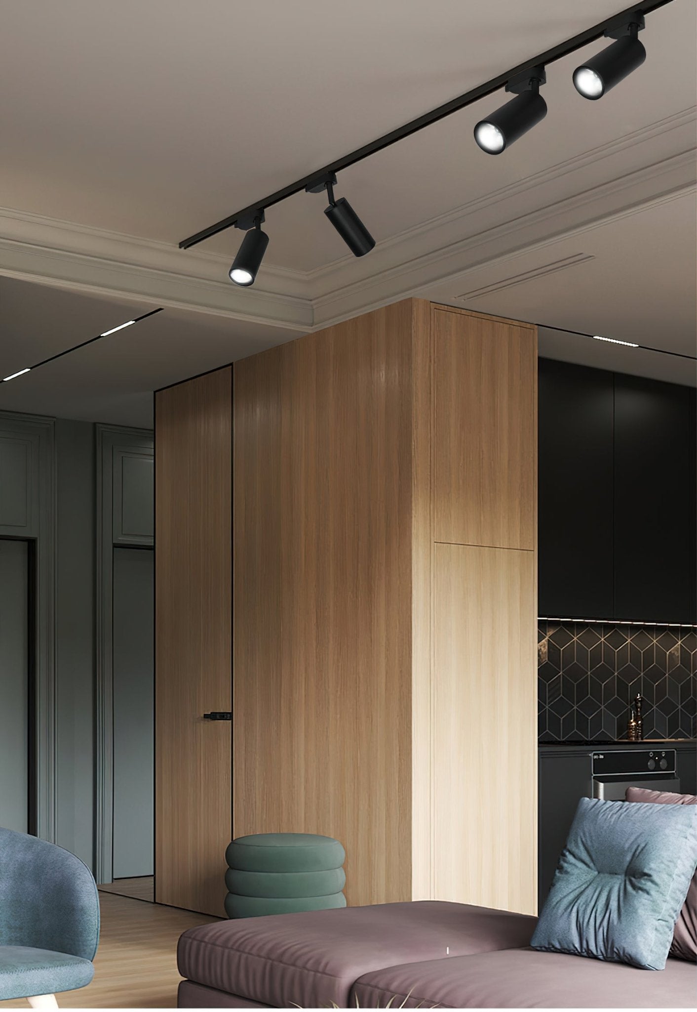 Gilded Rail Track Light | Metal & Aluminum | Black, White