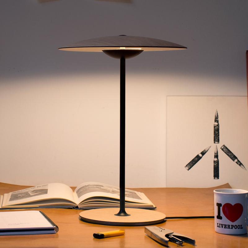 Ginger Table Light | Metal | Woodgrain and Matt Black