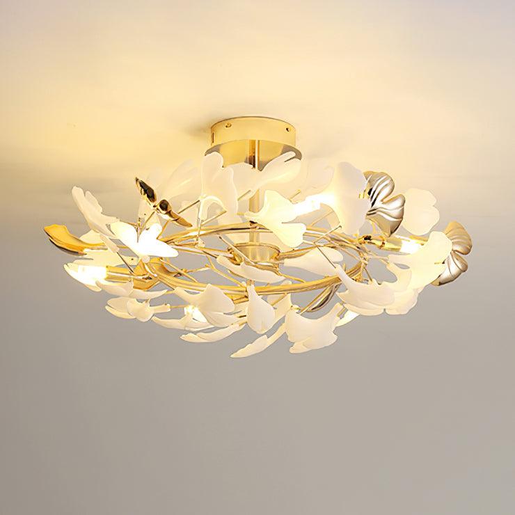 Gingko Rotating Ceiling Lamp | Metal, Ceramic | Gold, White
