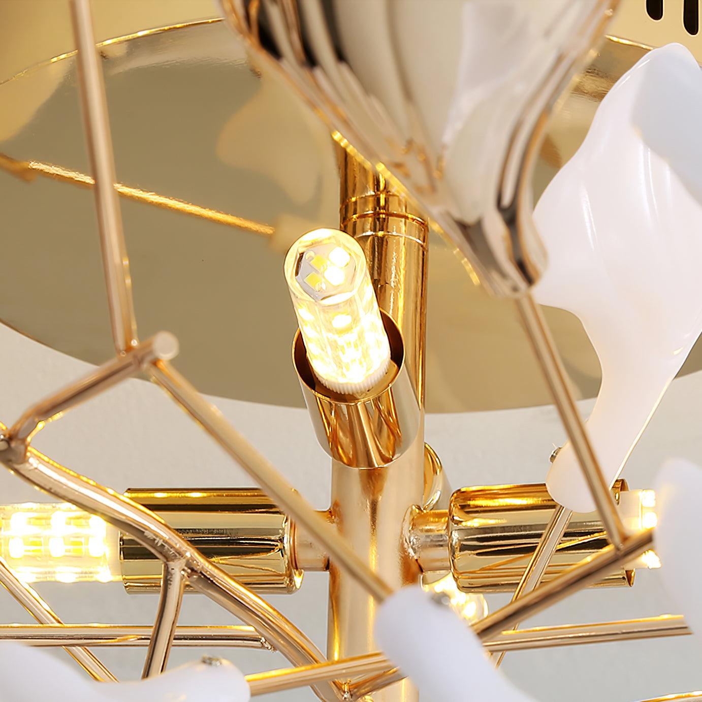 Gingko Rotating Ceiling Lamp | Metal, Ceramic | Gold, White