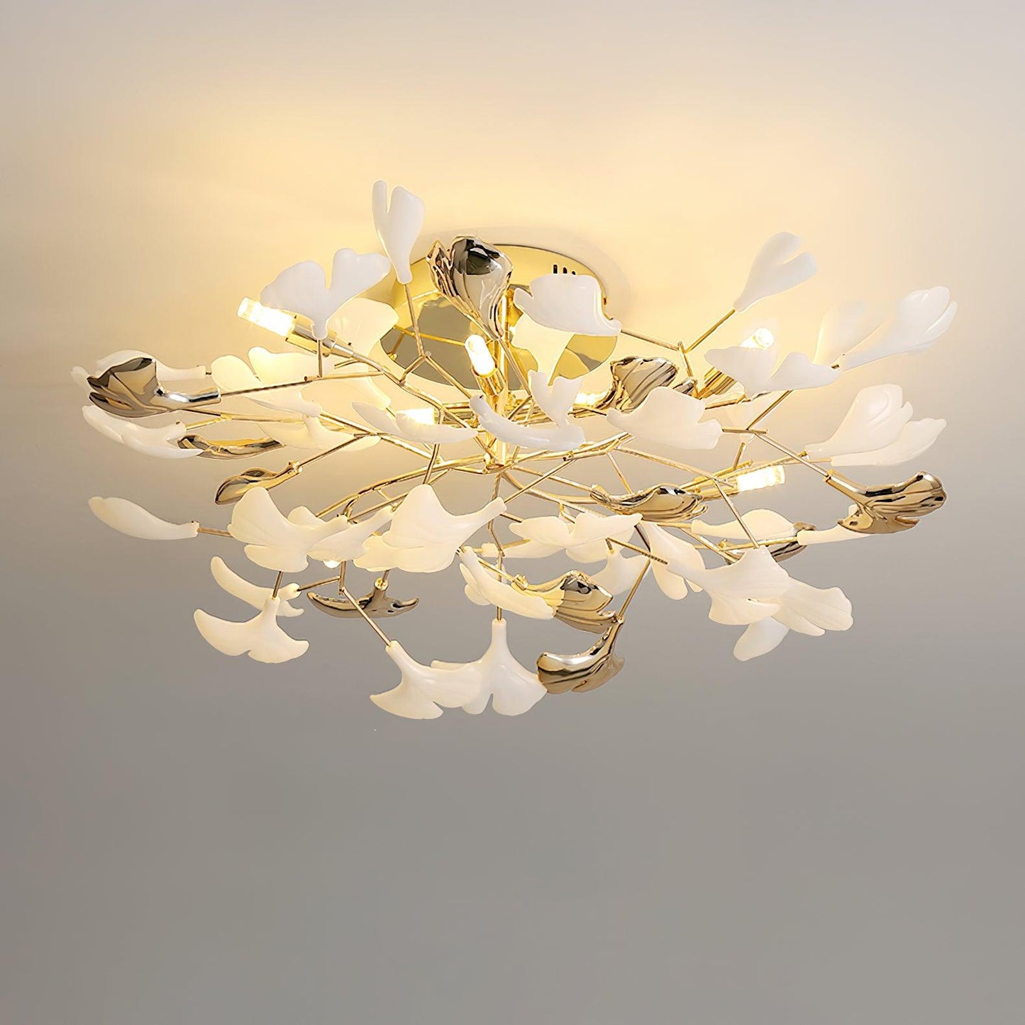 Gingko Rotating Ceiling Lamp | Metal, Ceramic | Gold, White