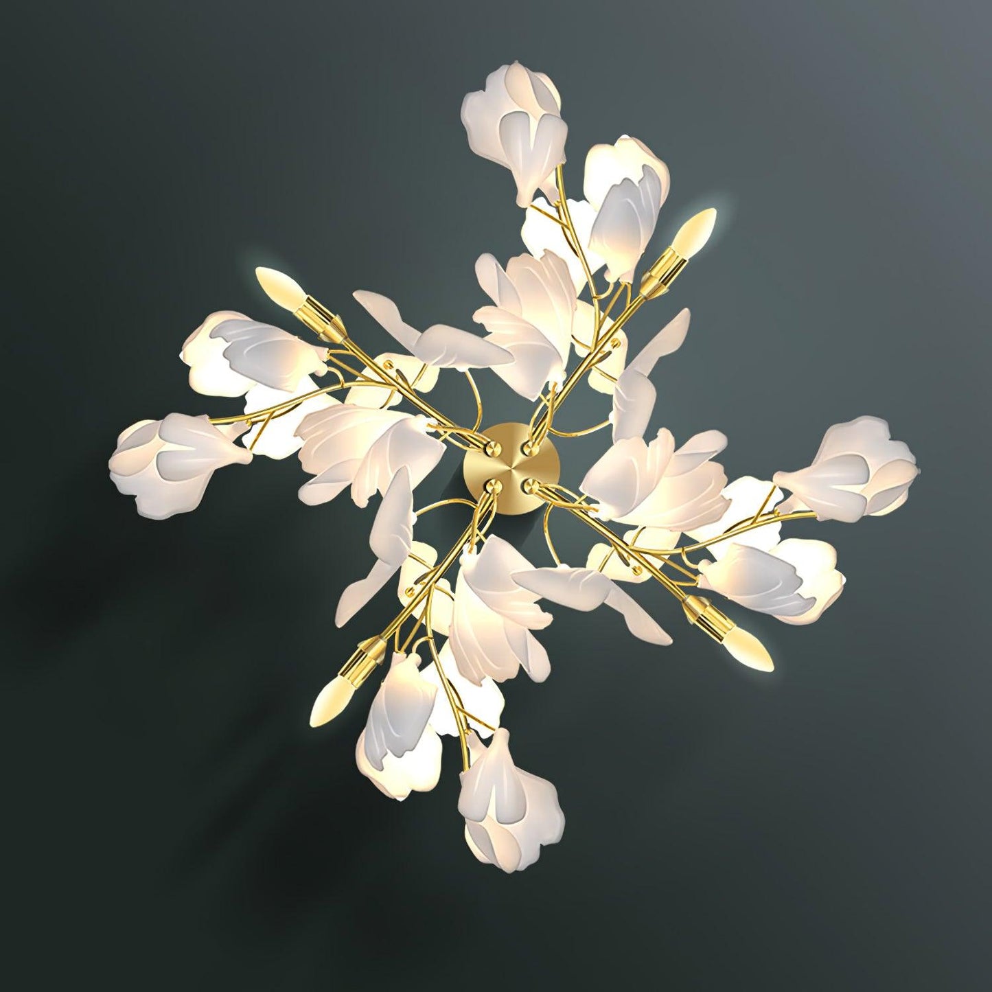Gingko Wall Lamp | Gold Metal & White Shade | Set of 2