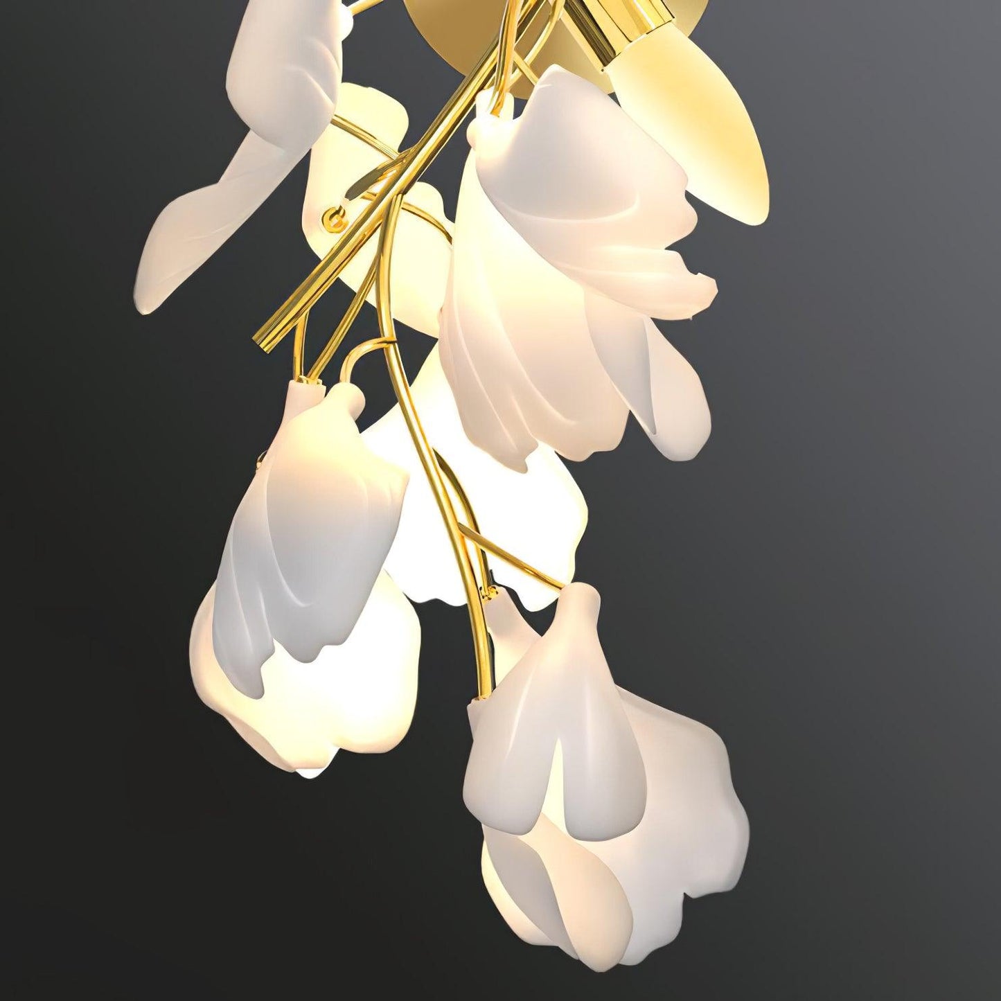 Gingko Wall Lamp | Gold Metal & White Shade | Set of 2
