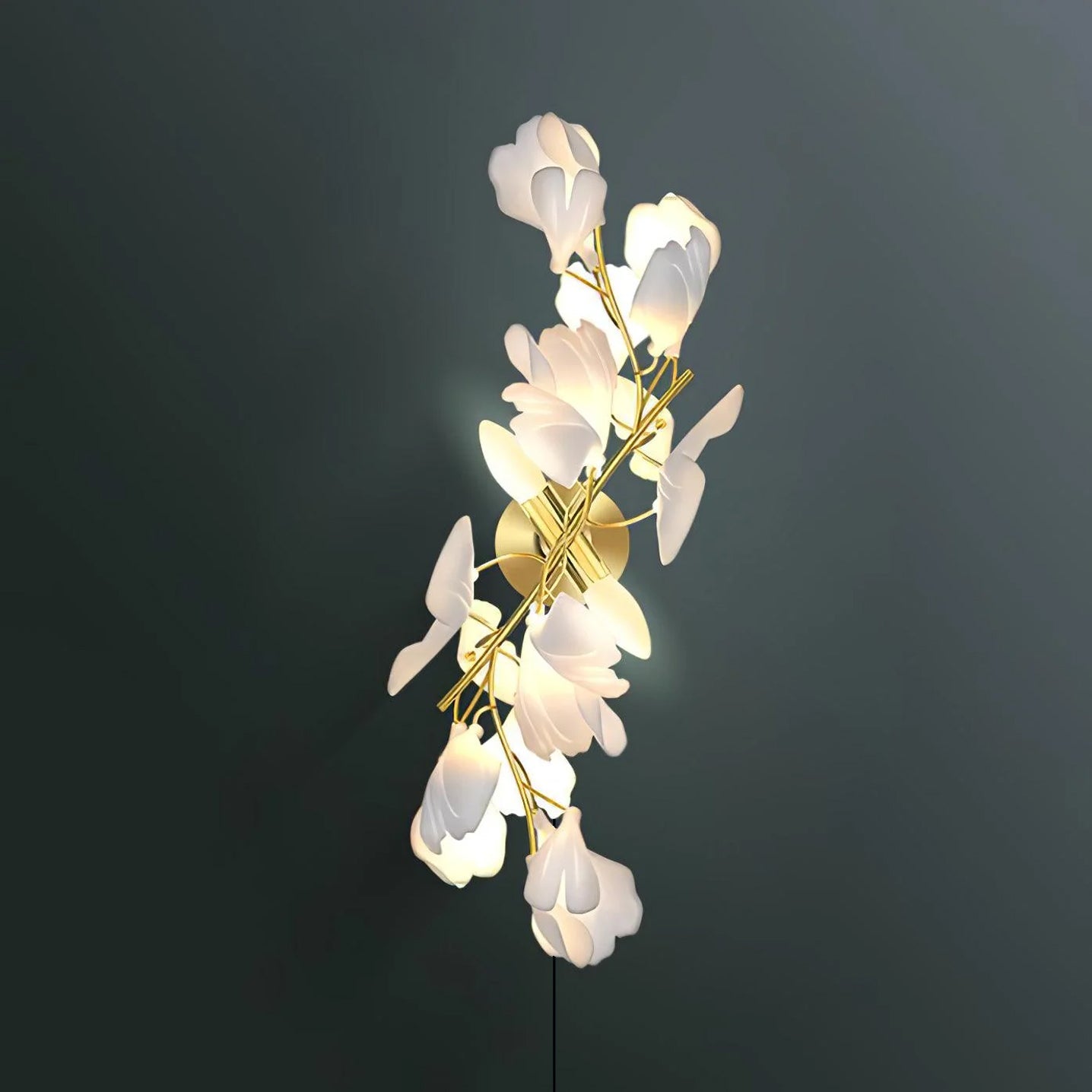 Gingko Wall Lamp | Gold Metal & White Shade | Set of 2