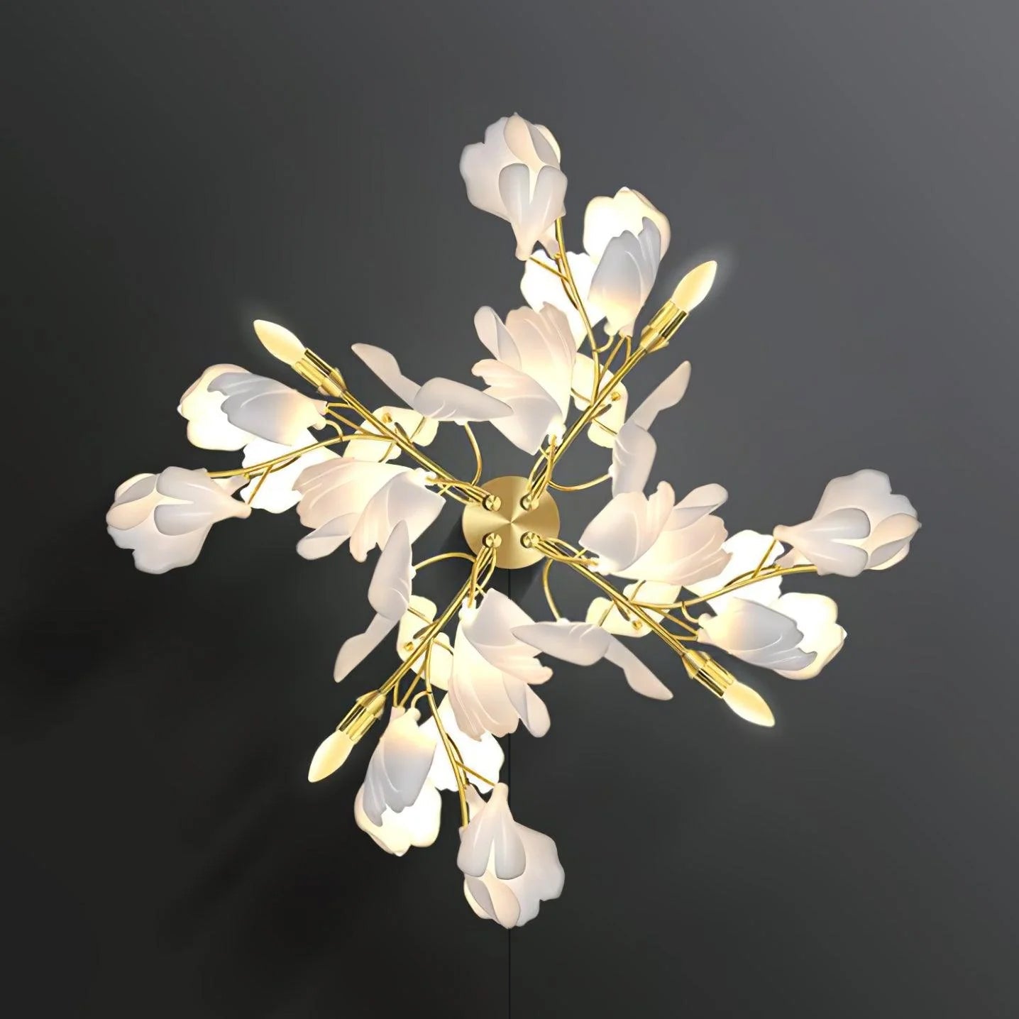 Gingko Wall Lamp | Gold Metal & White Shade | Set of 2