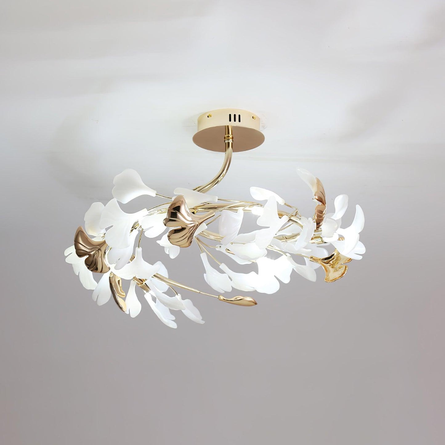 Gingko Rotating Ceiling Lamp | Metal, Ceramic | Gold, White