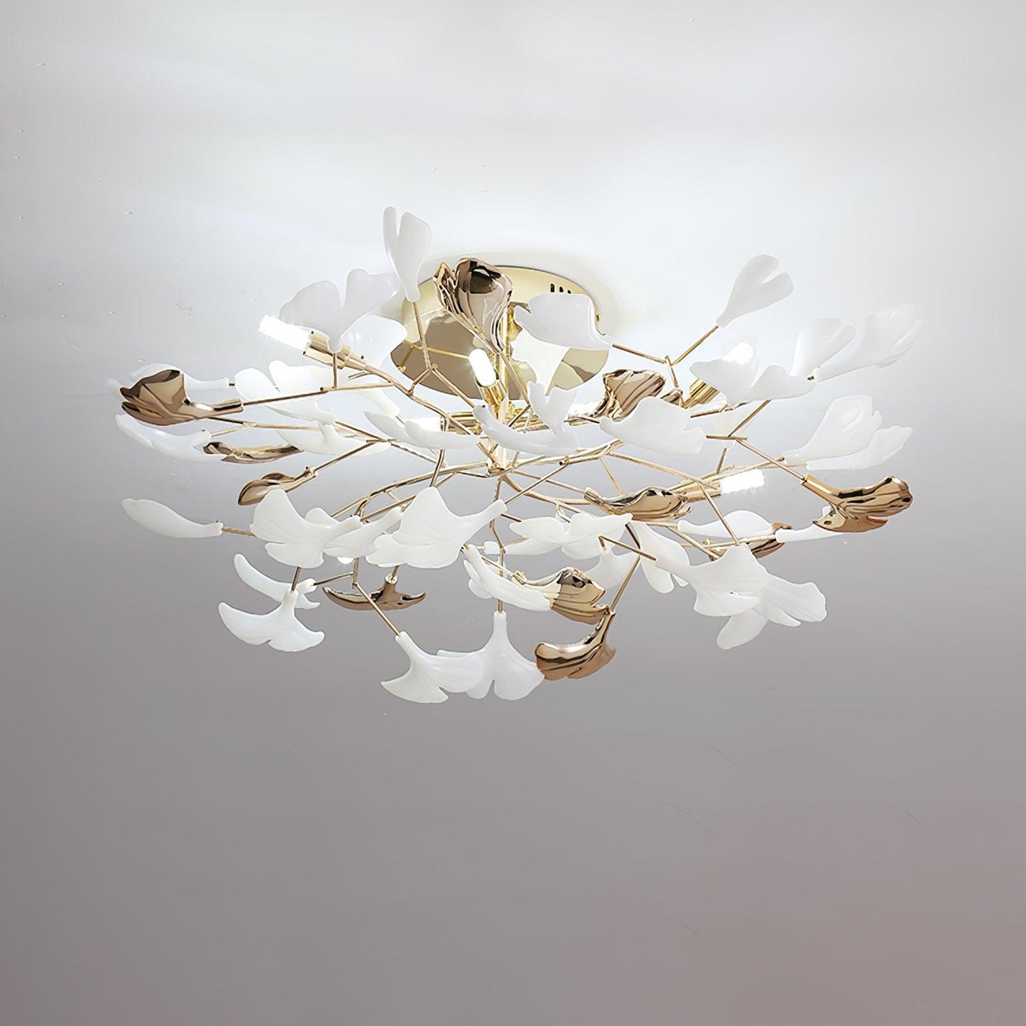 Gingko Rotating Ceiling Lamp | Metal, Ceramic | Gold, White