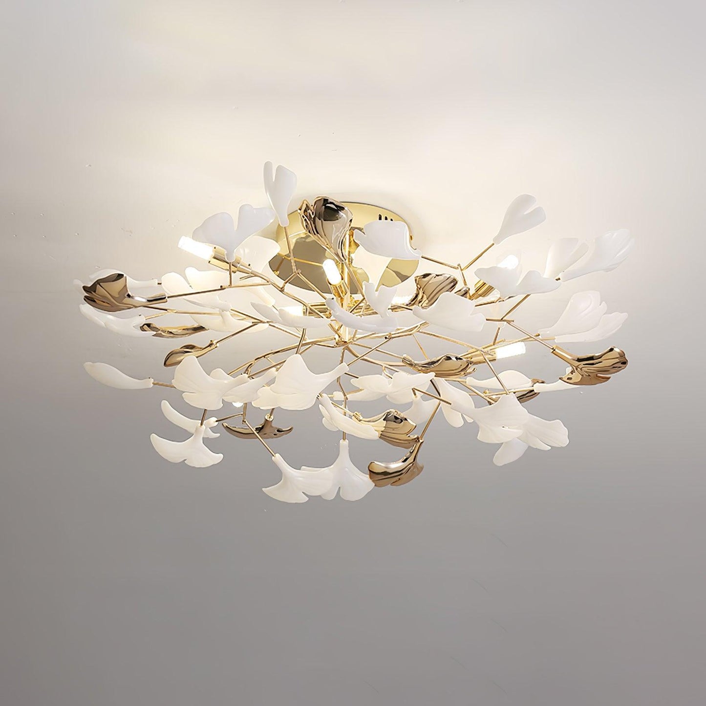 Gingko Rotating Ceiling Lamp | Metal, Ceramic | Gold, White