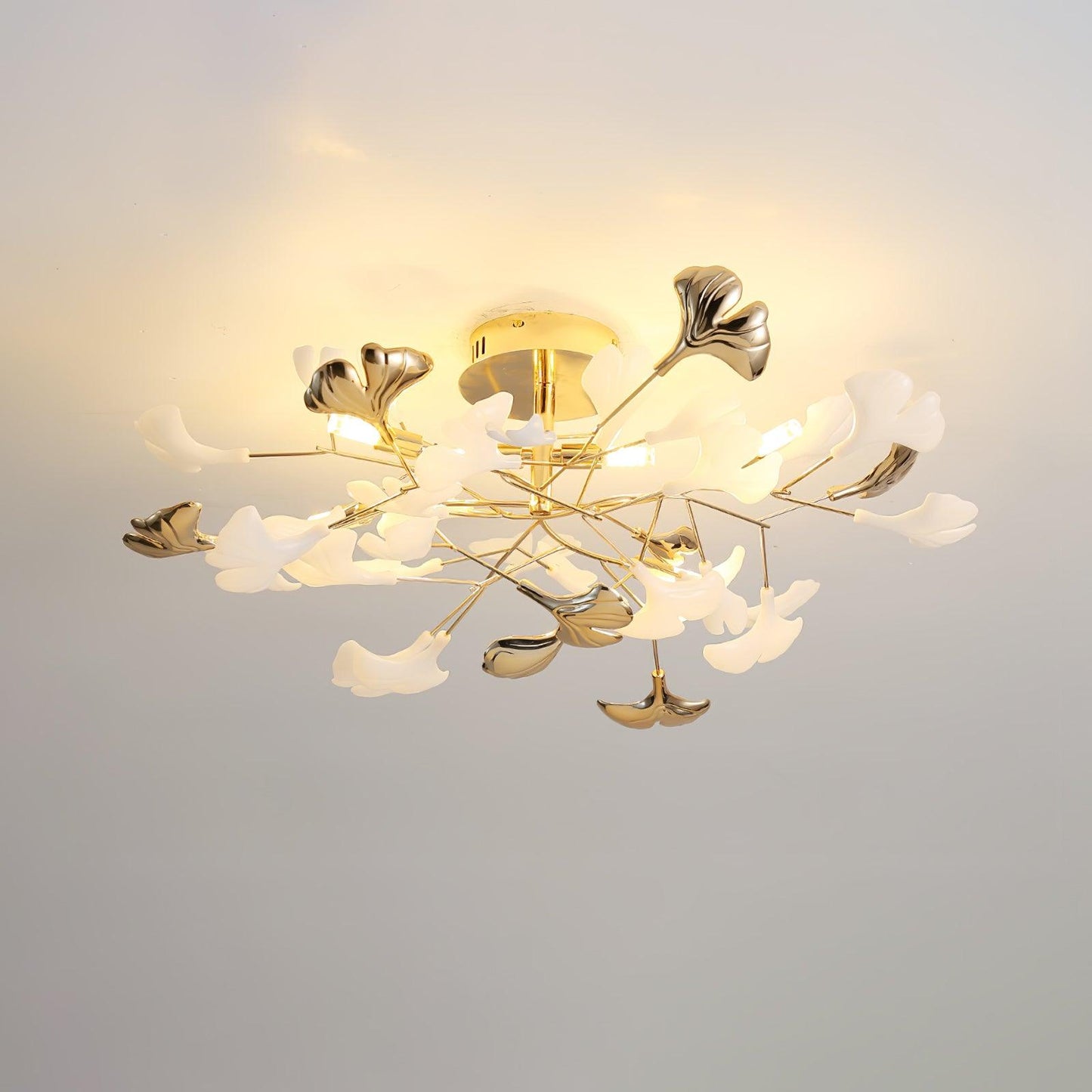 Gingko Rotating Ceiling Lamp | Metal, Ceramic | Gold, White