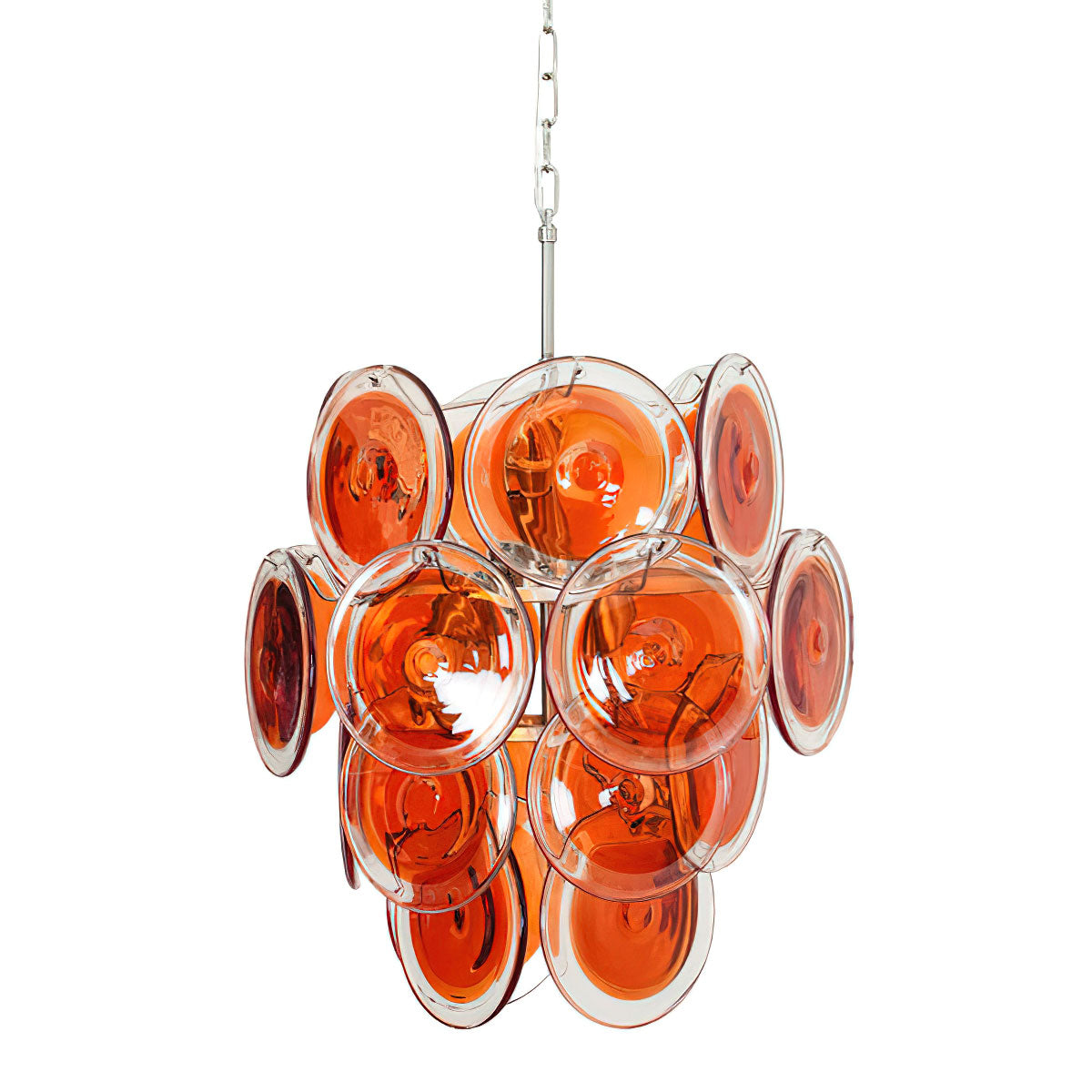 Murano Glass Chandelier | Vibrant Orange | Chrome Frame