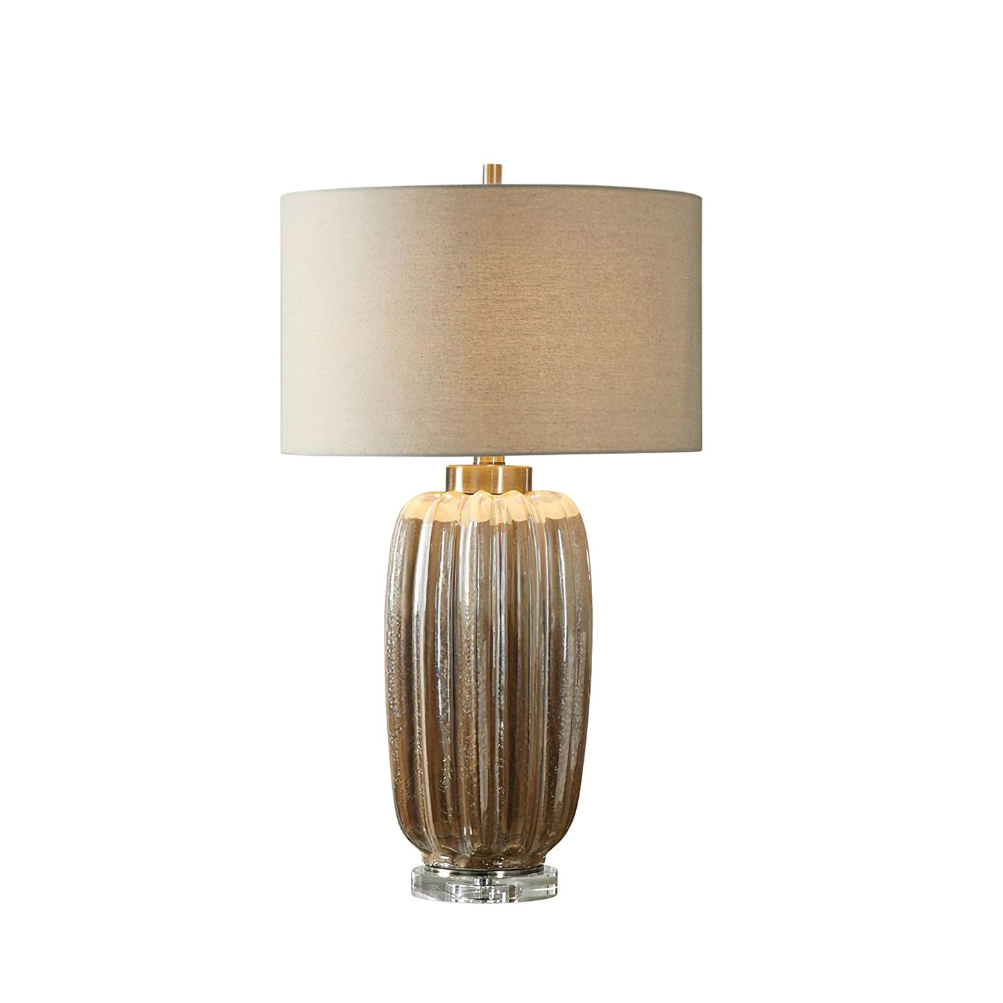 Ceramic Table Lamp | Pearlescent Ivory & Rust Brown | 60cm