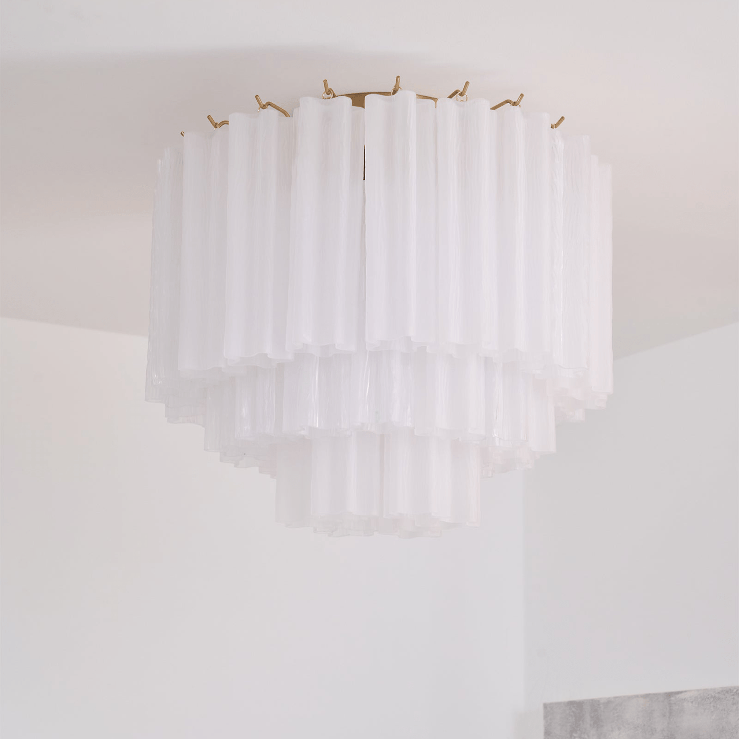 Glacia Ceiling Lamp | Murano Glass | White, Gold