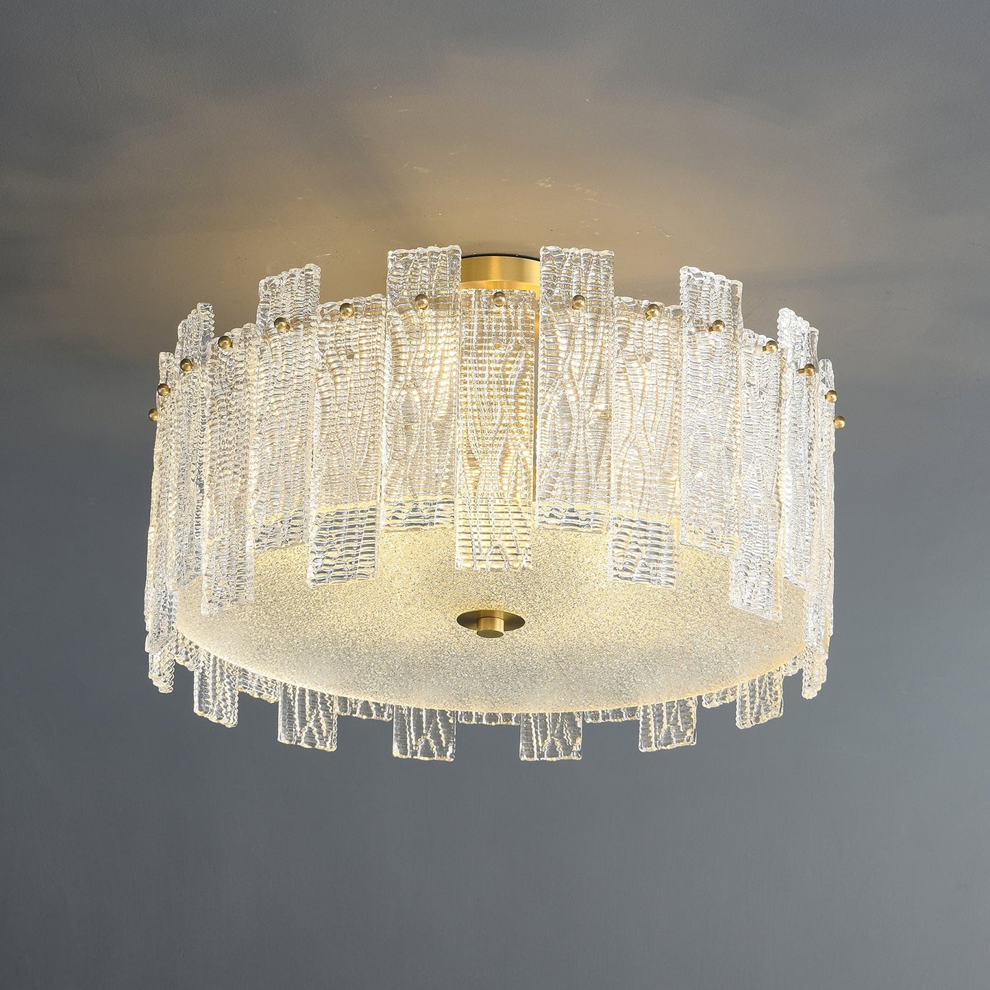 Glacier Cascade Ceiling Light | Brass & Glass Chandelier | 65cm Diameter