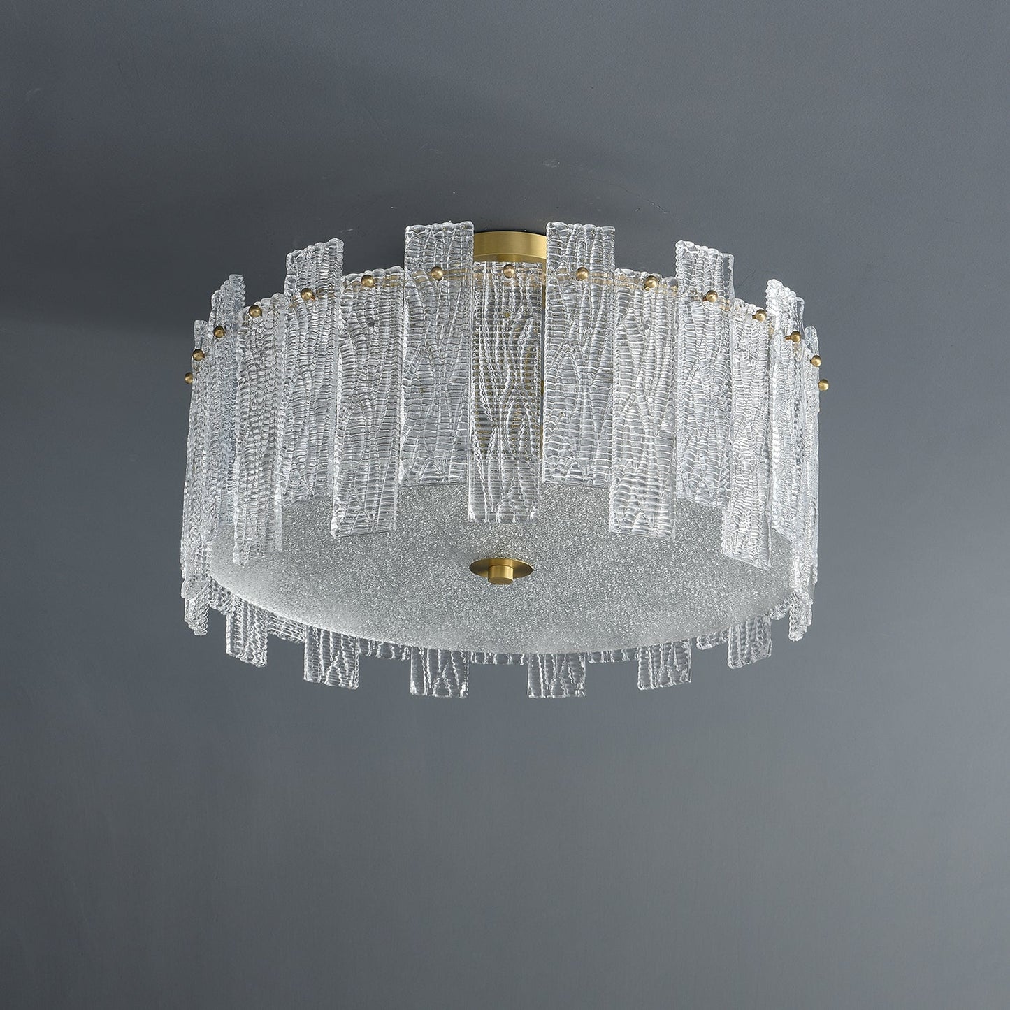 Glacier Cascade Ceiling Light | Brass & Glass Chandelier | 65cm Diameter