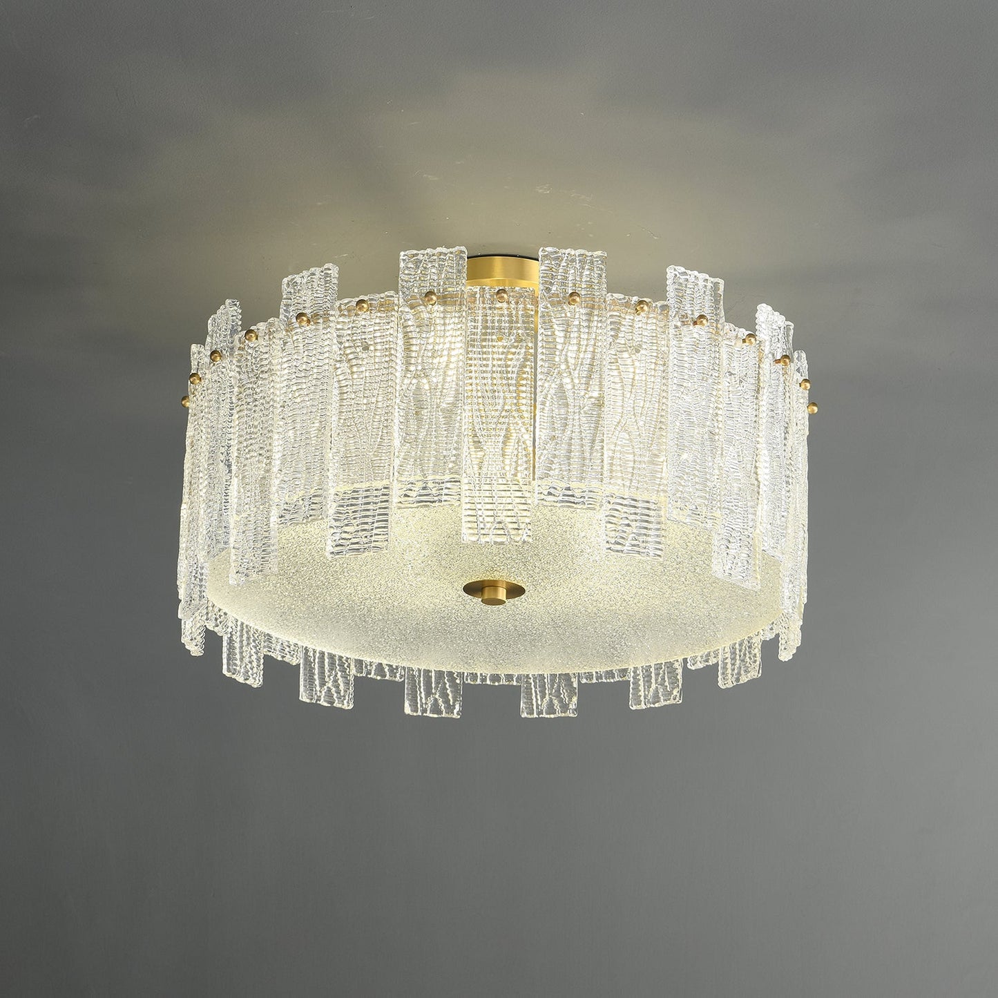 Glacier Cascade Ceiling Light | Brass & Glass Chandelier | 65cm Diameter