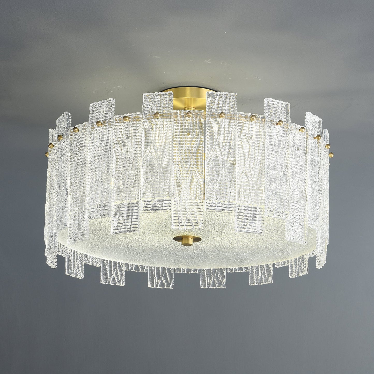 Glacier Cascade Ceiling Light | Brass & Glass Chandelier | 65cm Diameter