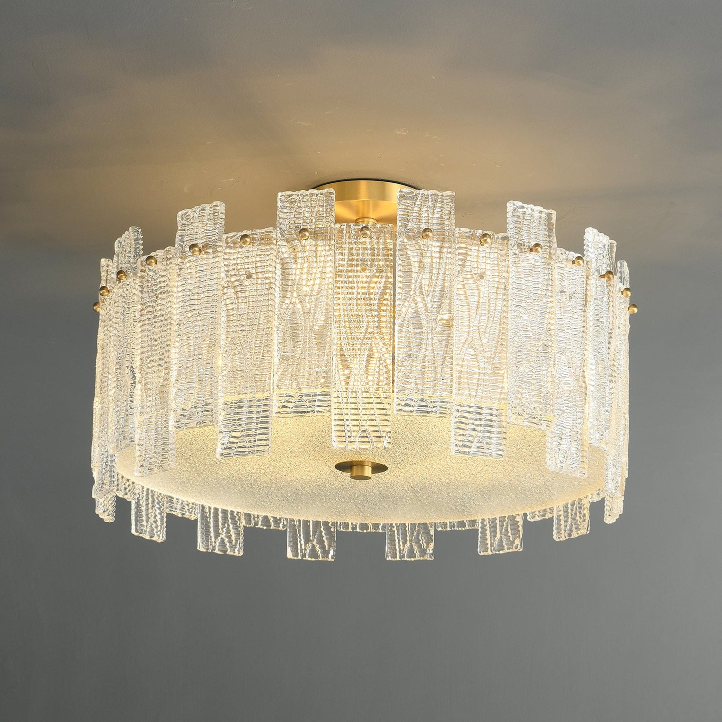 Glacier Cascade Ceiling Light | Brass & Glass Chandelier | 65cm Diameter