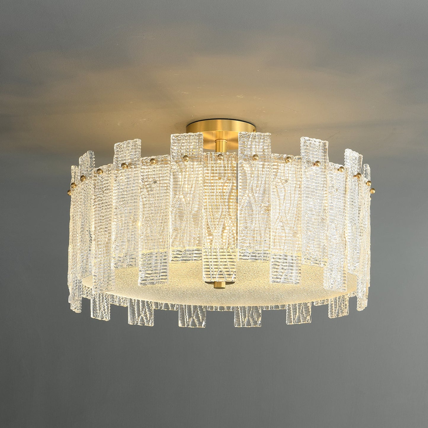Glacier Cascade Ceiling Light | Brass & Glass Chandelier | 65cm Diameter