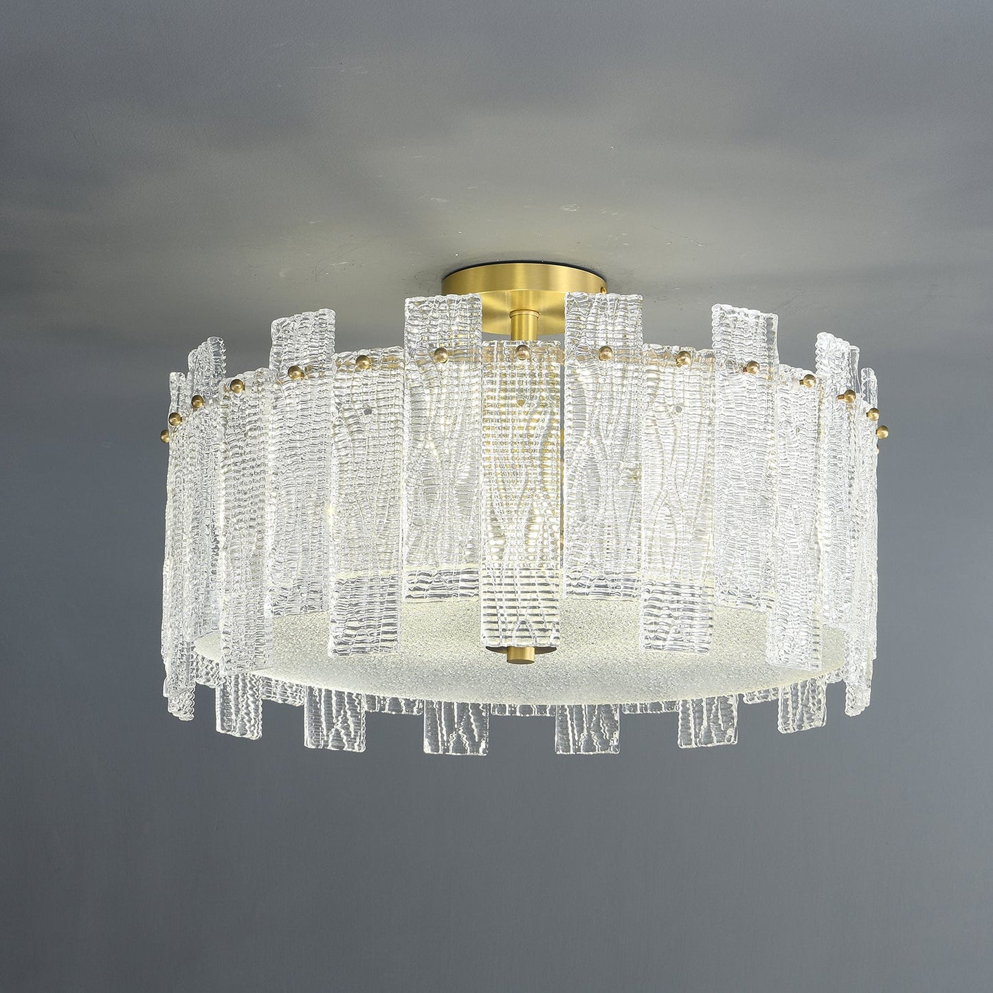 Glacier Cascade Ceiling Light | Brass & Glass Chandelier | 65cm Diameter