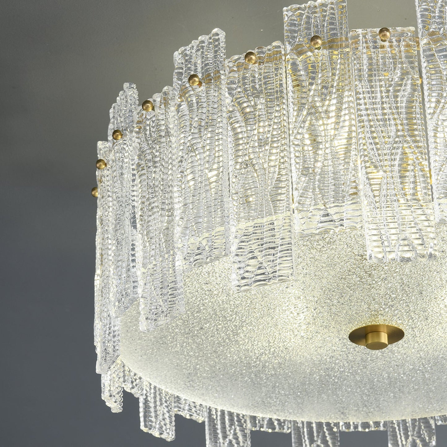 Glacier Cascade Ceiling Light | Brass & Glass Chandelier | 65cm Diameter
