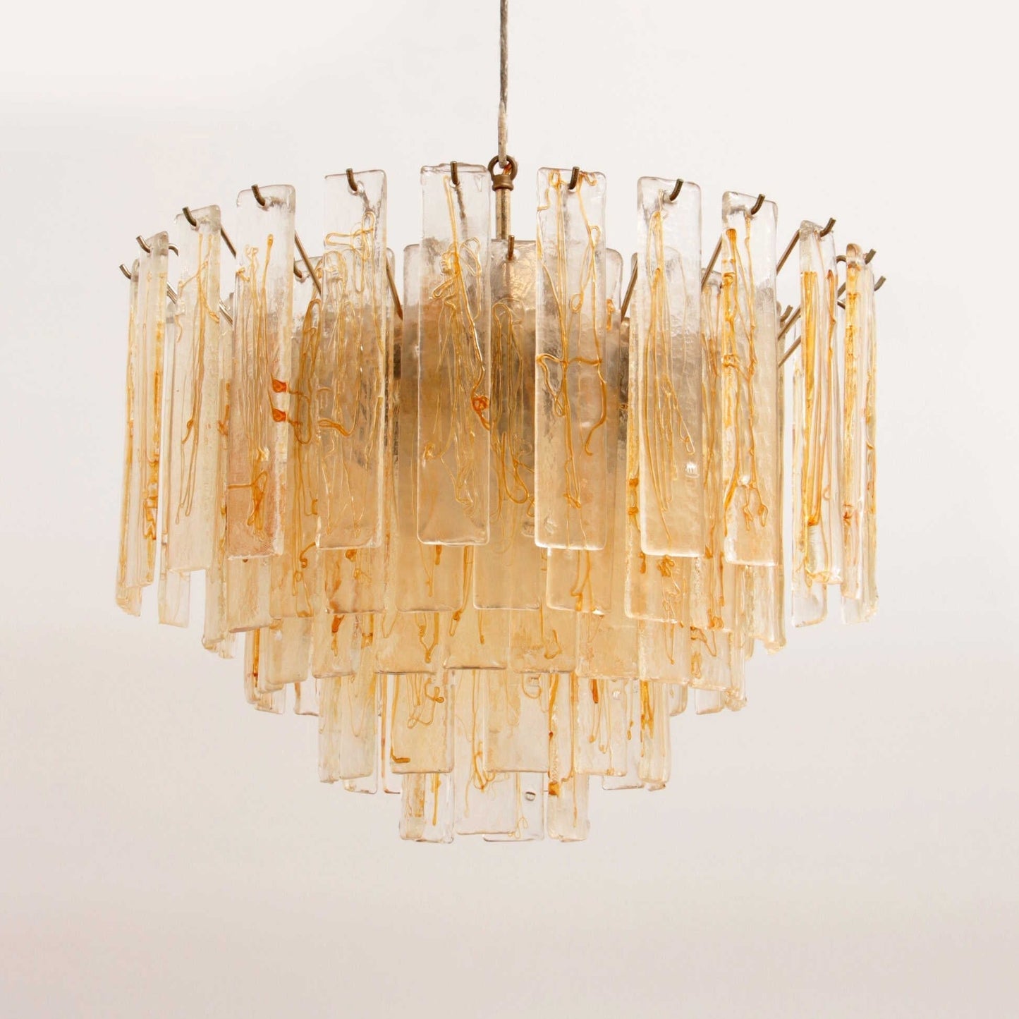 Murano Glass Chandelier | Hand-Blown Amber Glass | Gold Finish