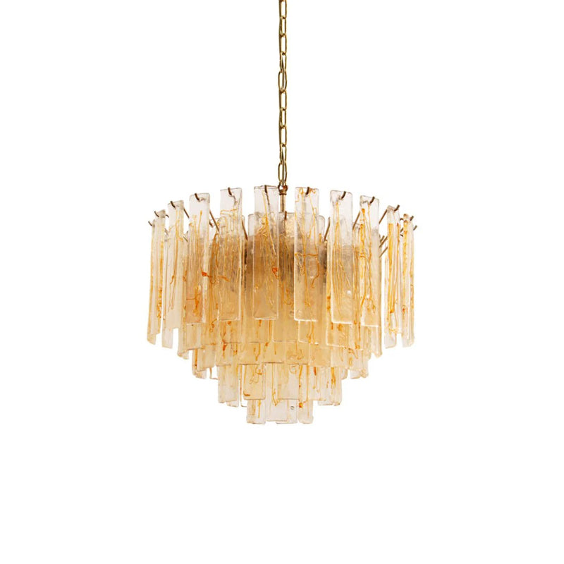 Murano Glass Chandelier | Hand-Blown Amber Glass | Gold Finish