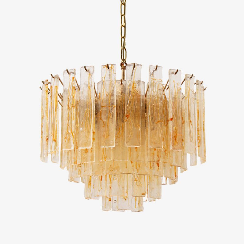 Murano Glass Chandelier | Hand-Blown Amber Glass | Gold Finish