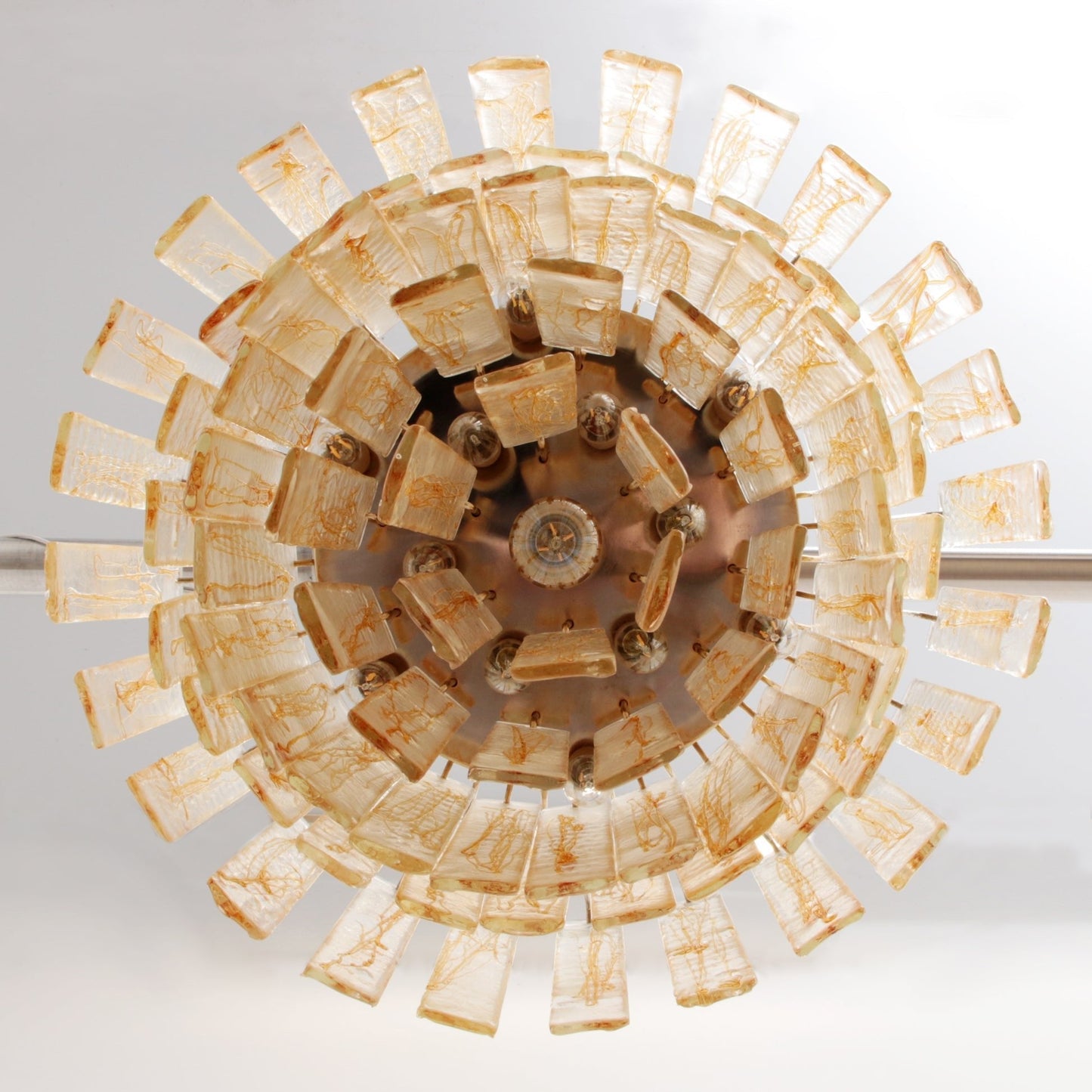 Murano Glass Chandelier | Hand-Blown Amber Glass | Gold Finish