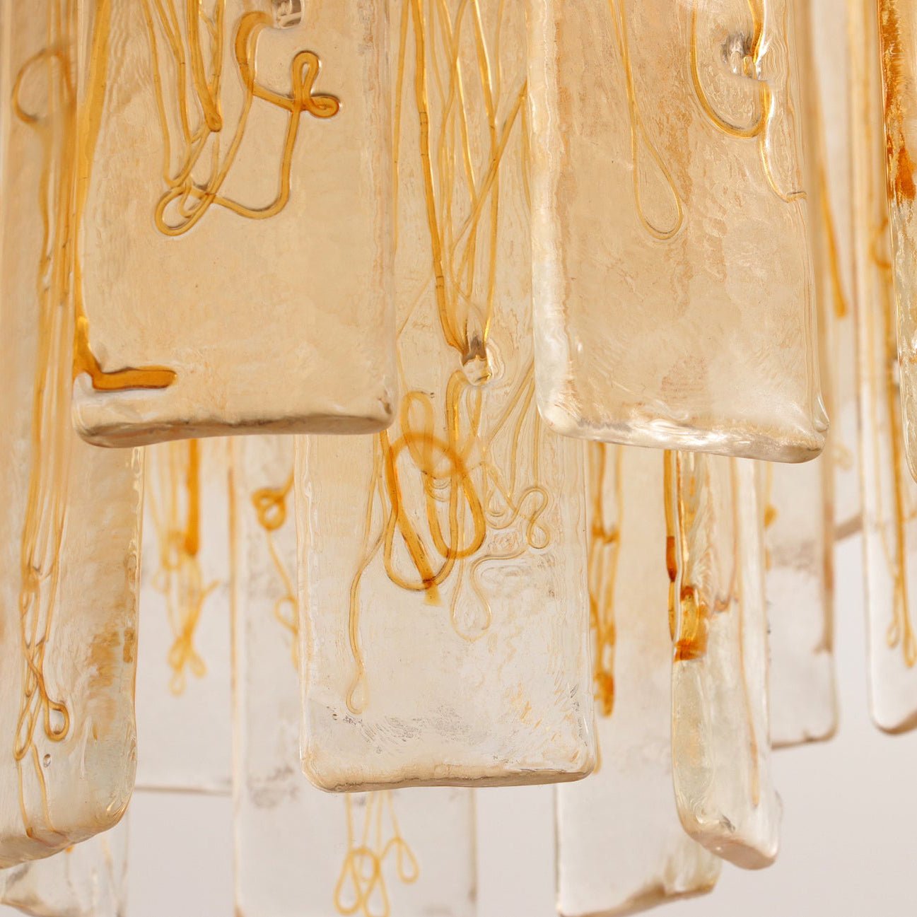 Murano Glass Chandelier | Hand-Blown Amber Glass | Gold Finish