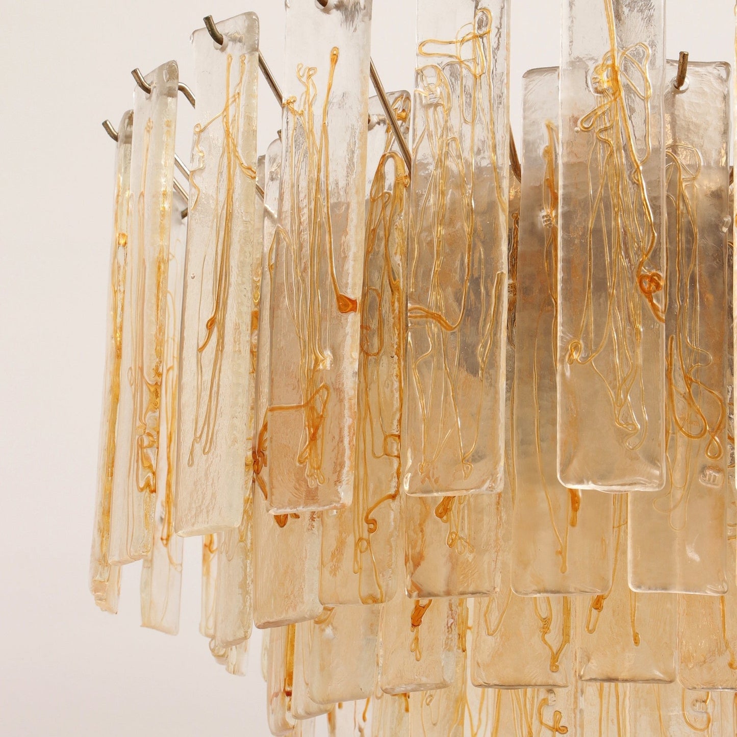 Murano Glass Chandelier | Hand-Blown Amber Glass | Gold Finish