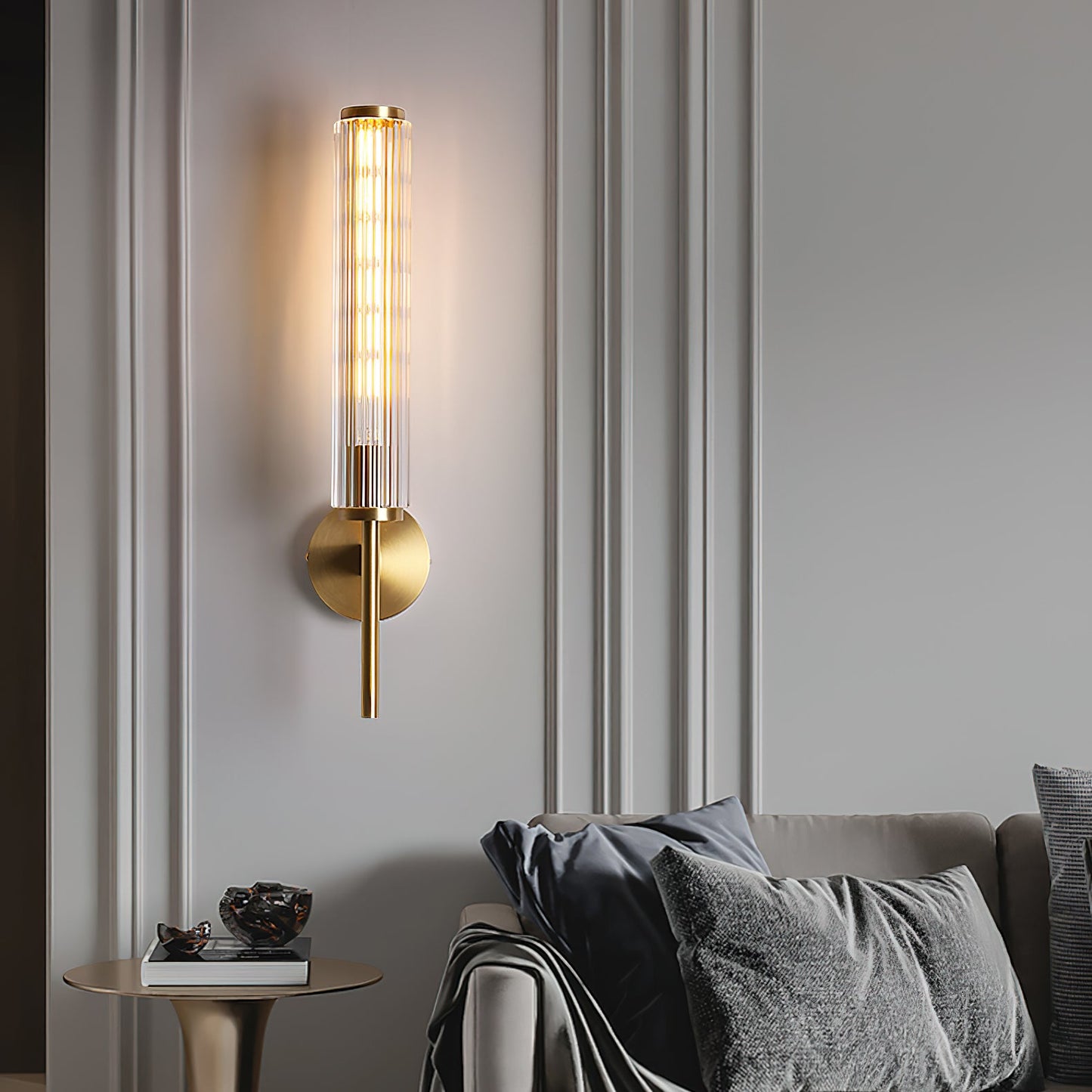 Glass Wall Light | Brass | Clear Shade
