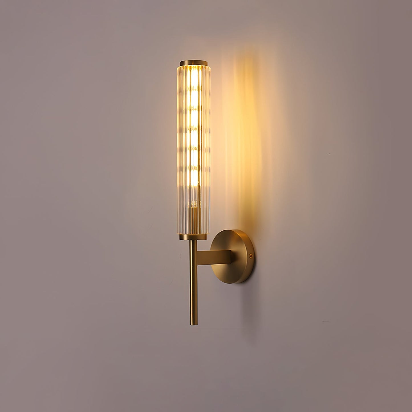 Glass Wall Light | Brass | Clear Shade