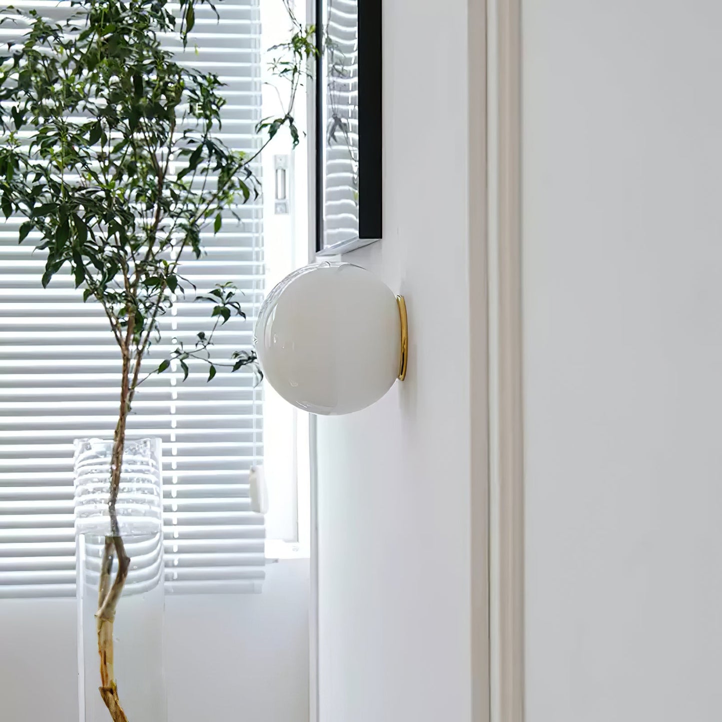 Glass Mini Orb Wall Lamp | Iron, Glass | White