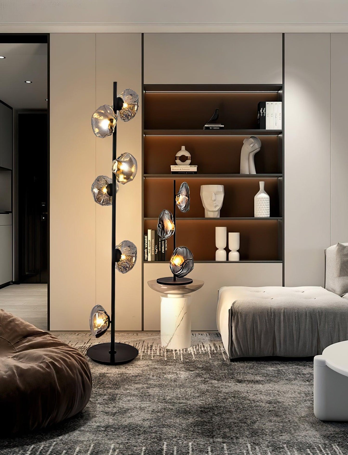 Glass Table Lamp | Handcrafted Glass Shades | Clear or Smokey Gray