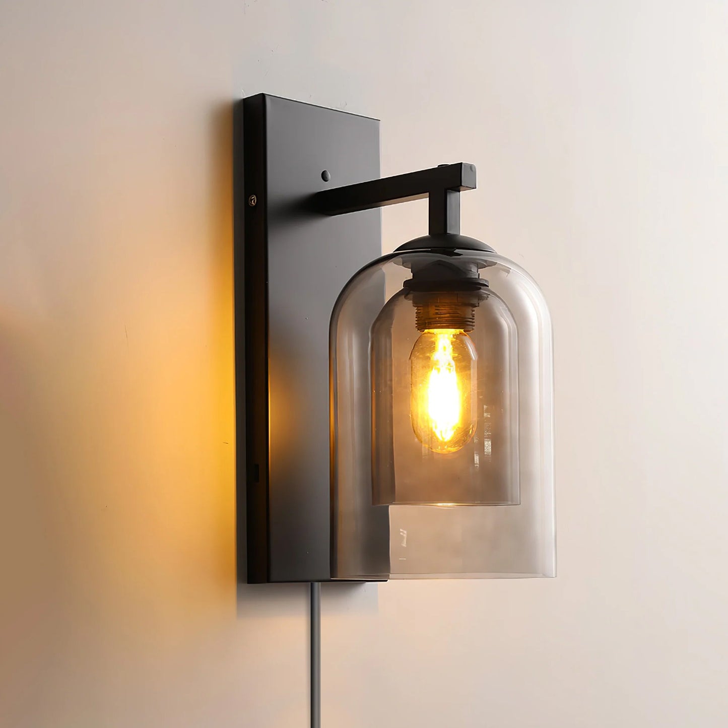 Glass Wall Lamp | Metal & Glass | Smoke Grey & Amber
