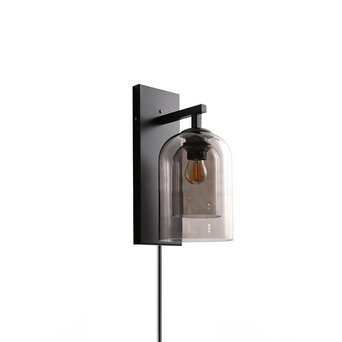 Glass Wall Lamp | Metal & Glass | Smoke Grey & Amber