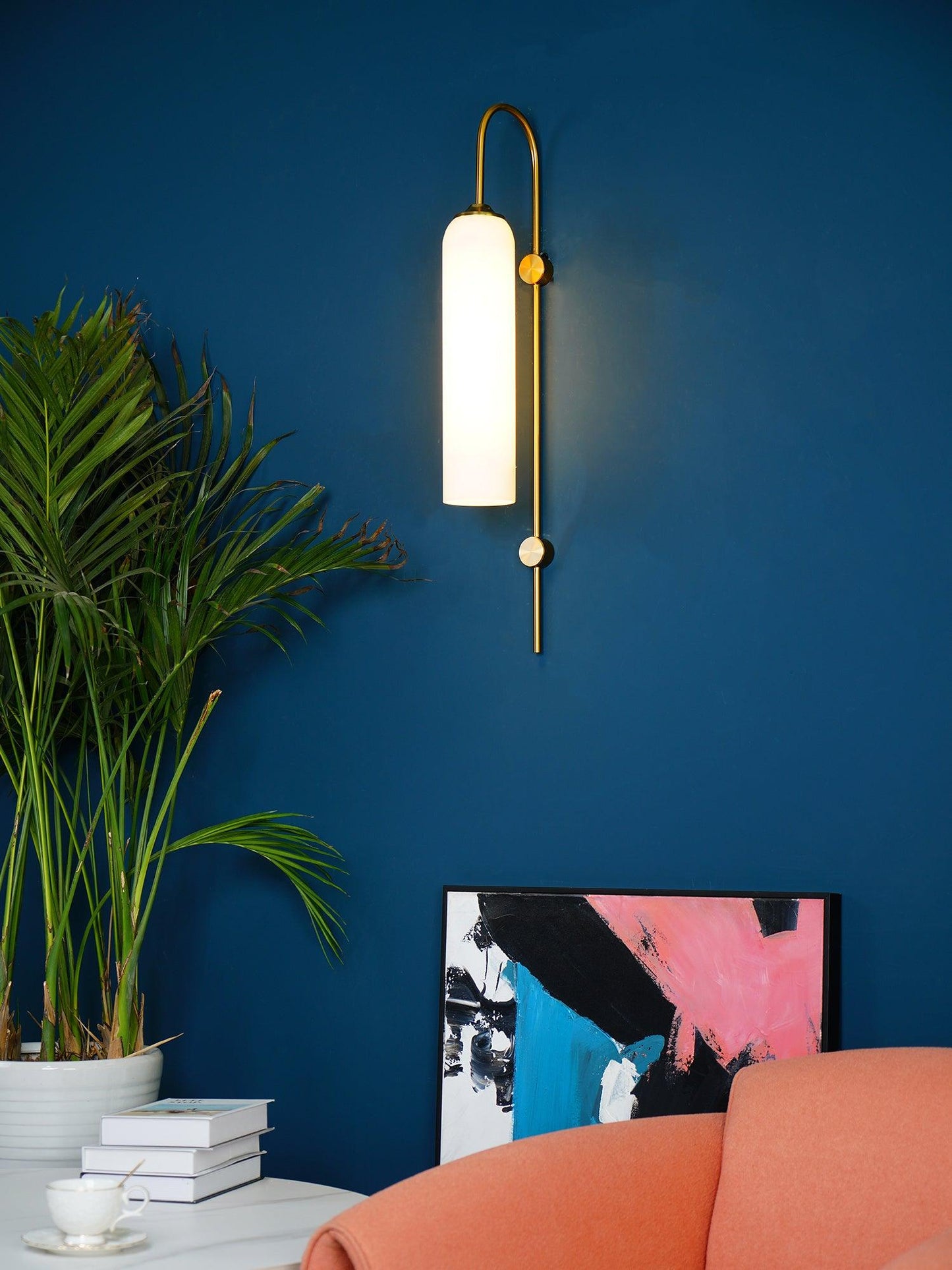 Glass Wall Lamp Set | Mouth-Blown Glass | 2-Pack Black & Gold