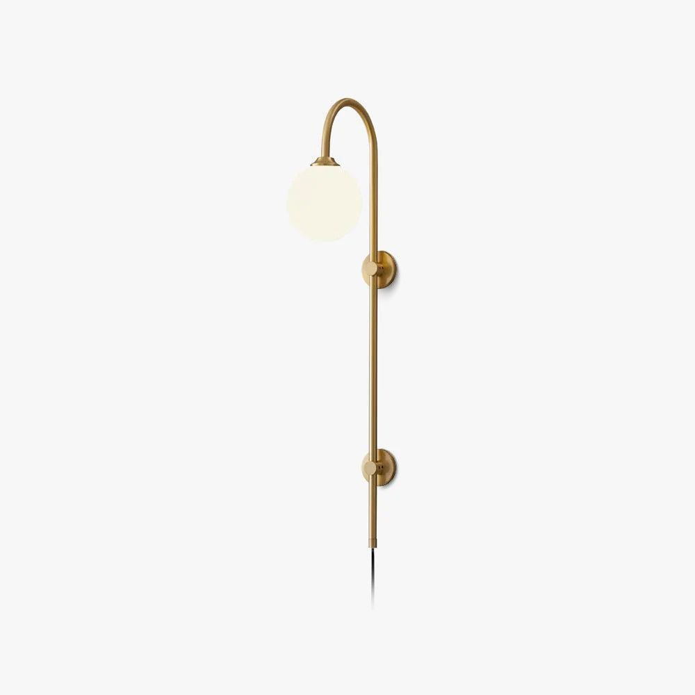 Globe Wall Sconce | Brass & White Glass | Plug-in