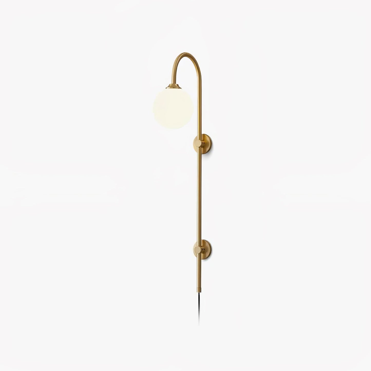 Globe Wall Sconce | Brass & White Glass | Plug-in