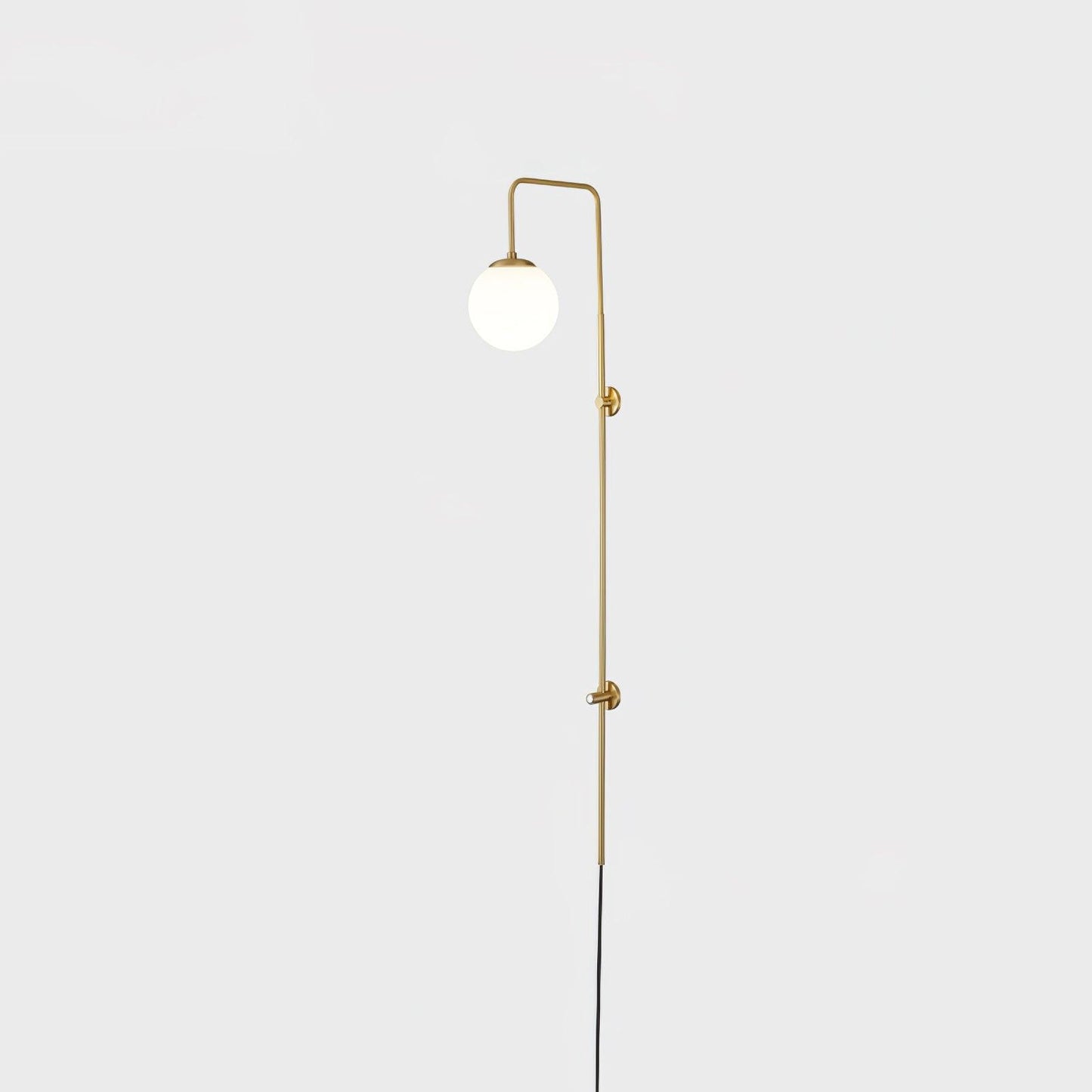Globe Wall Sconce | Brass & White Glass | Plug-in