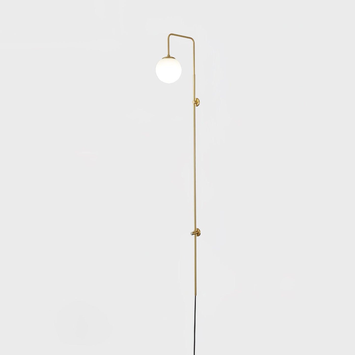 Globe Wall Sconce | Brass & White Glass | Plug-in