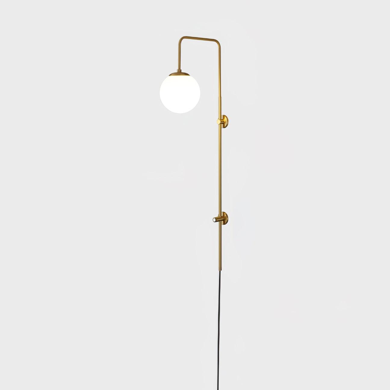 Globe Wall Sconce | Brass & White Glass | Plug-in