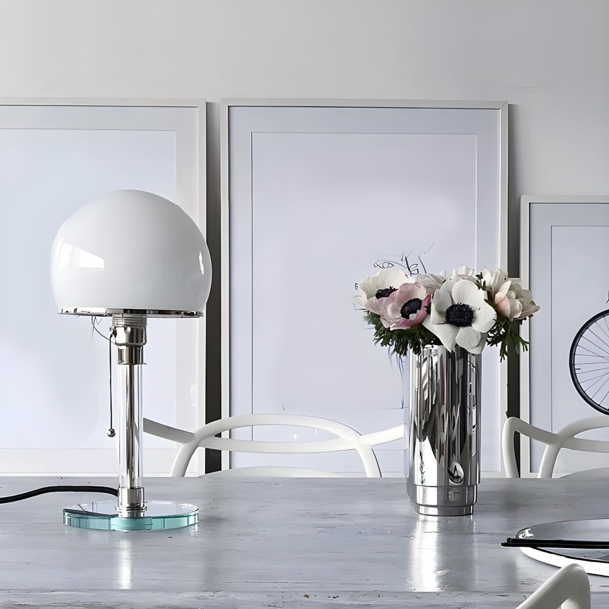 Globe Glass Table Lamp | Frosted Glass & Metal | Chrome