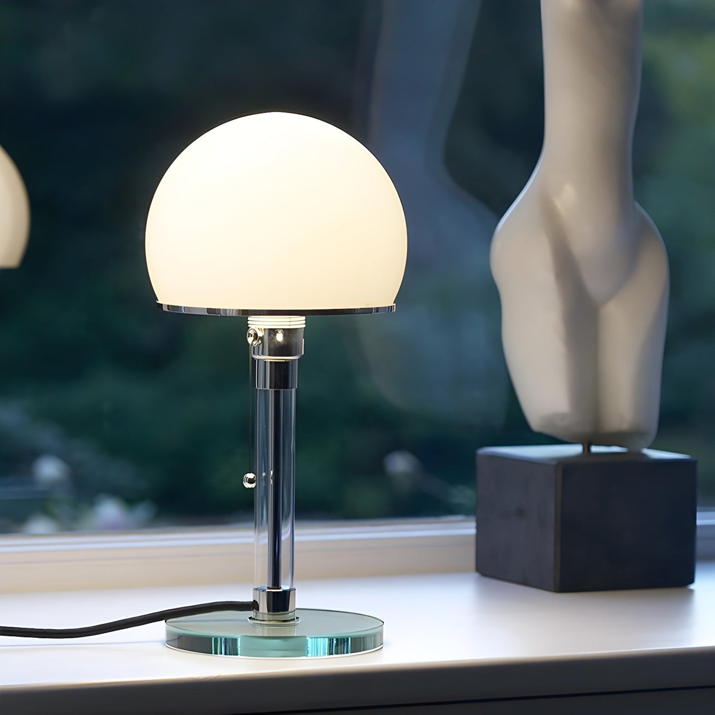 Globe Glass Table Lamp | Frosted Glass & Metal | Chrome