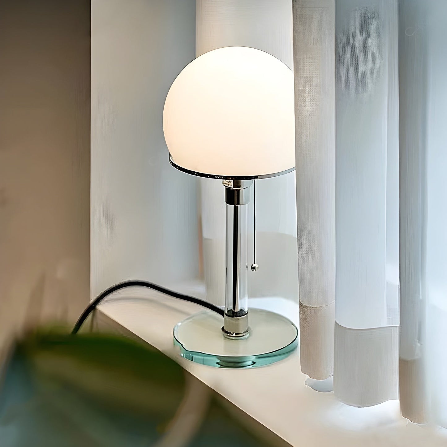 Globe Glass Table Lamp | Frosted Glass & Metal | Chrome