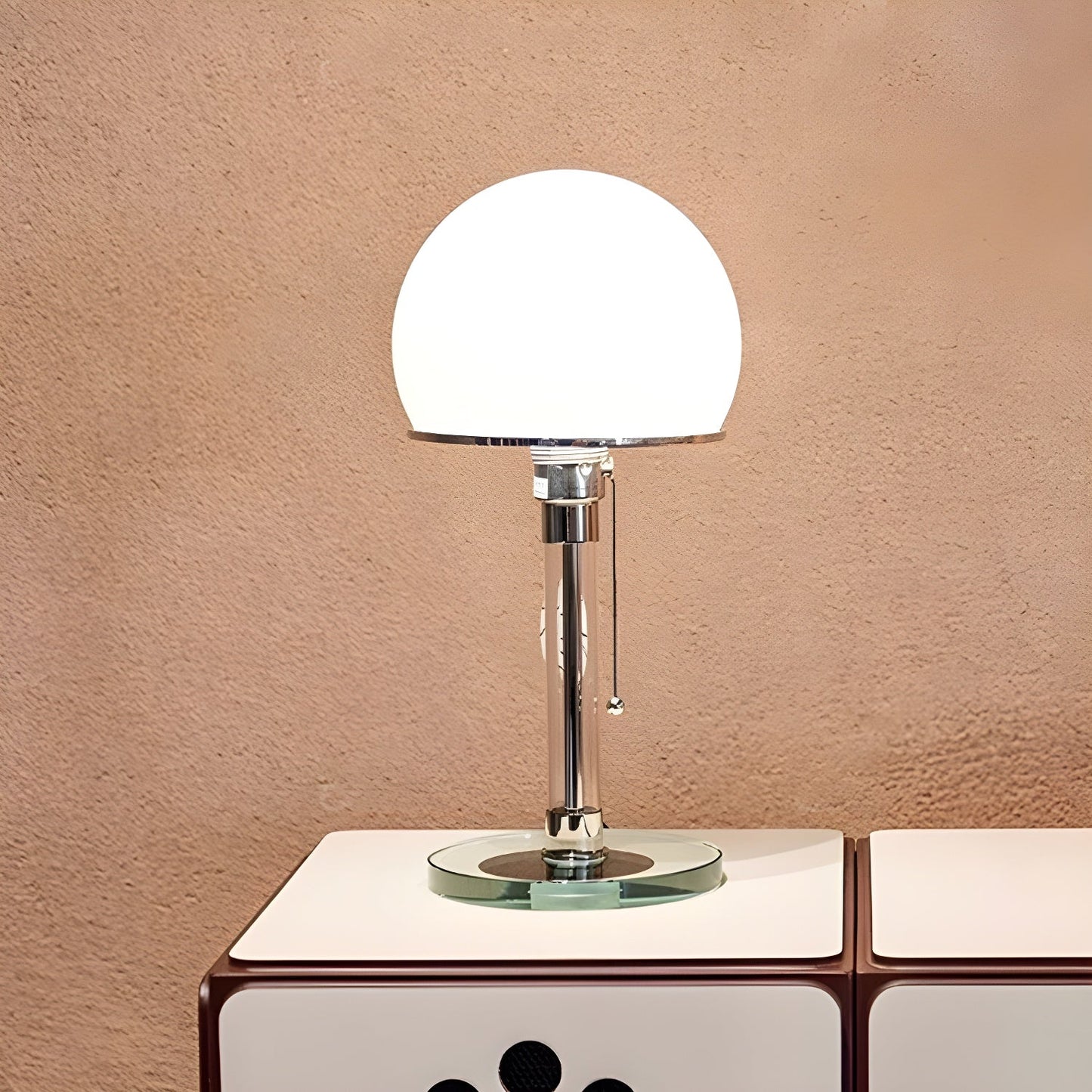 Globe Glass Table Lamp | Frosted Glass & Metal | Chrome