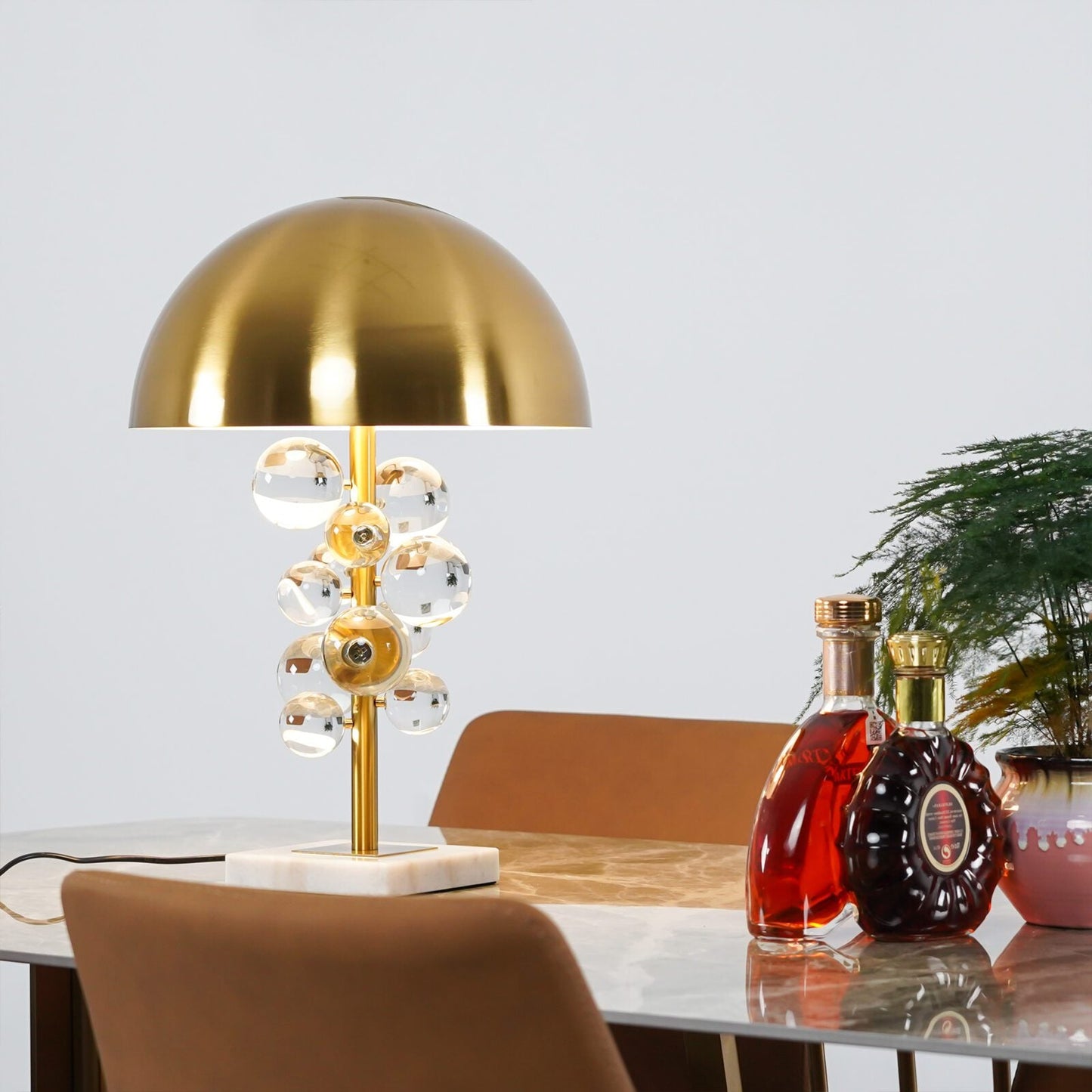 Globo Table Lamp | Copper & Marble | 32cm Diameter