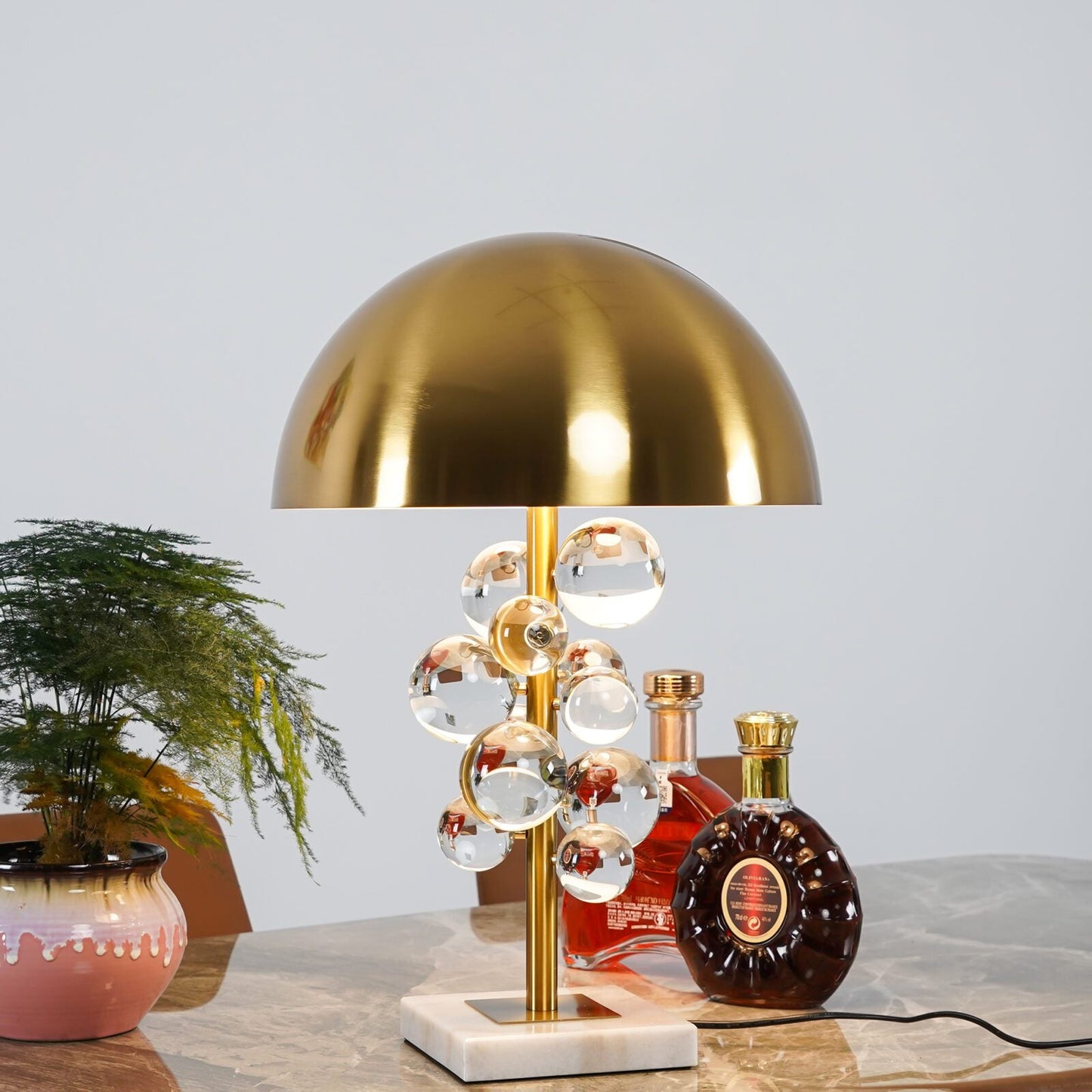 Globo Table Lamp | Copper & Marble | 32cm Diameter