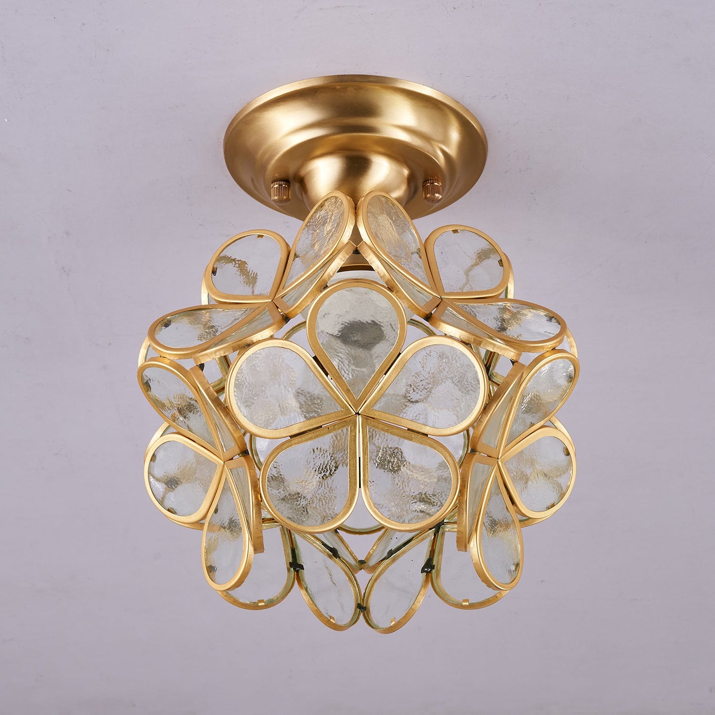 Golden Bloom Ceiling Light | Brass & Glass | Clear, Green, Pink Shades