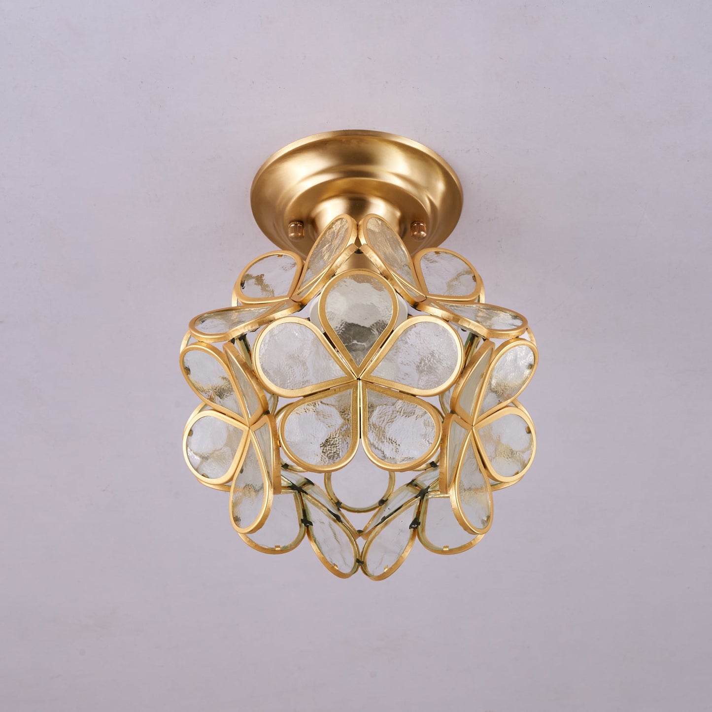 Golden Bloom Ceiling Light | Brass & Glass | Clear, Green, Pink Shades